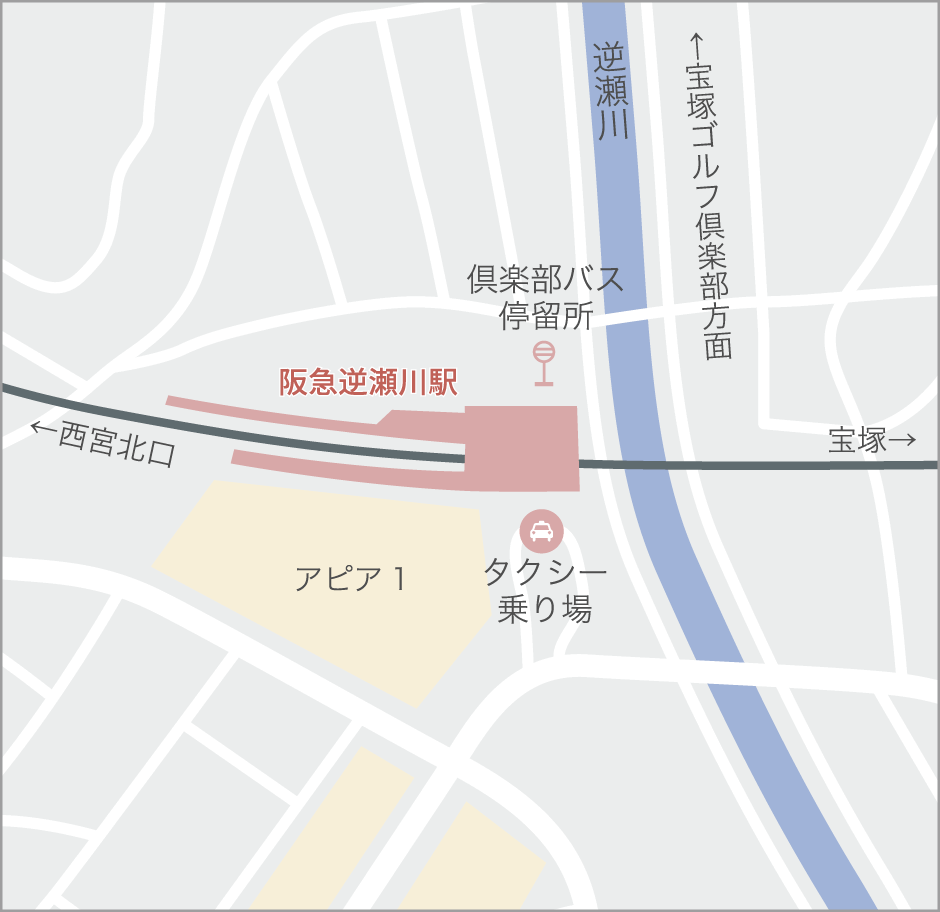 倶楽部バス停留所への地図